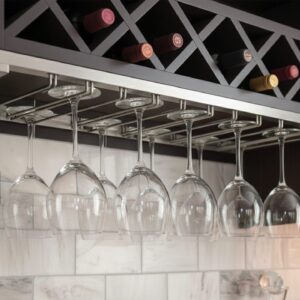 Stemware holder organizing glassware in a cabinet