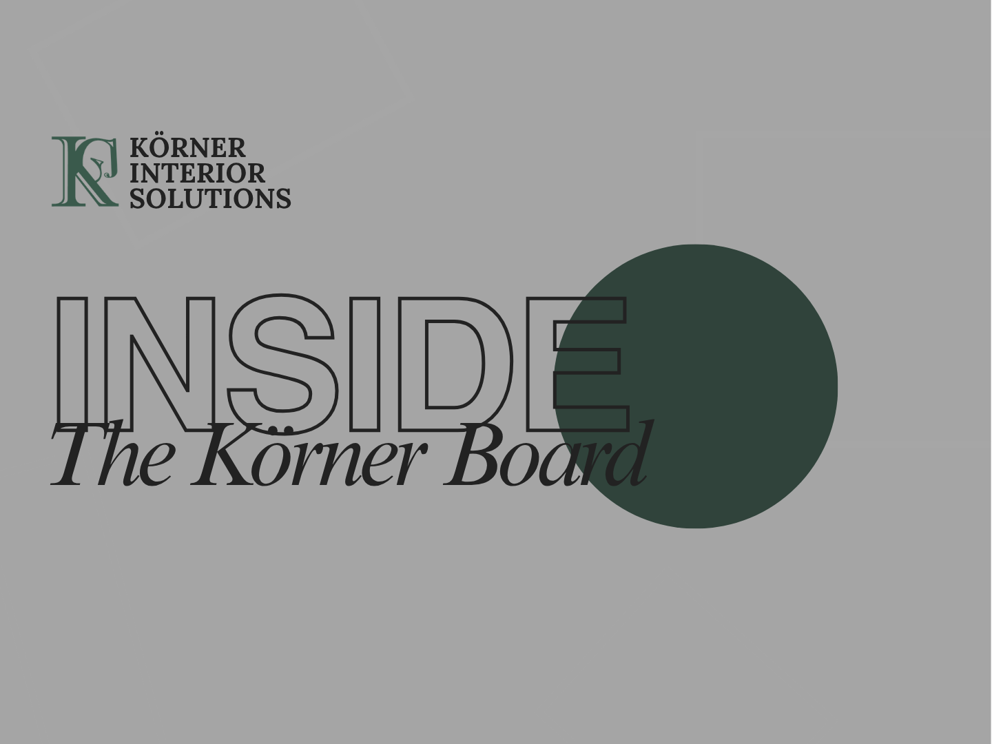 Korner Board video cover with INSIDE title and Korner Interior Solutions branding
