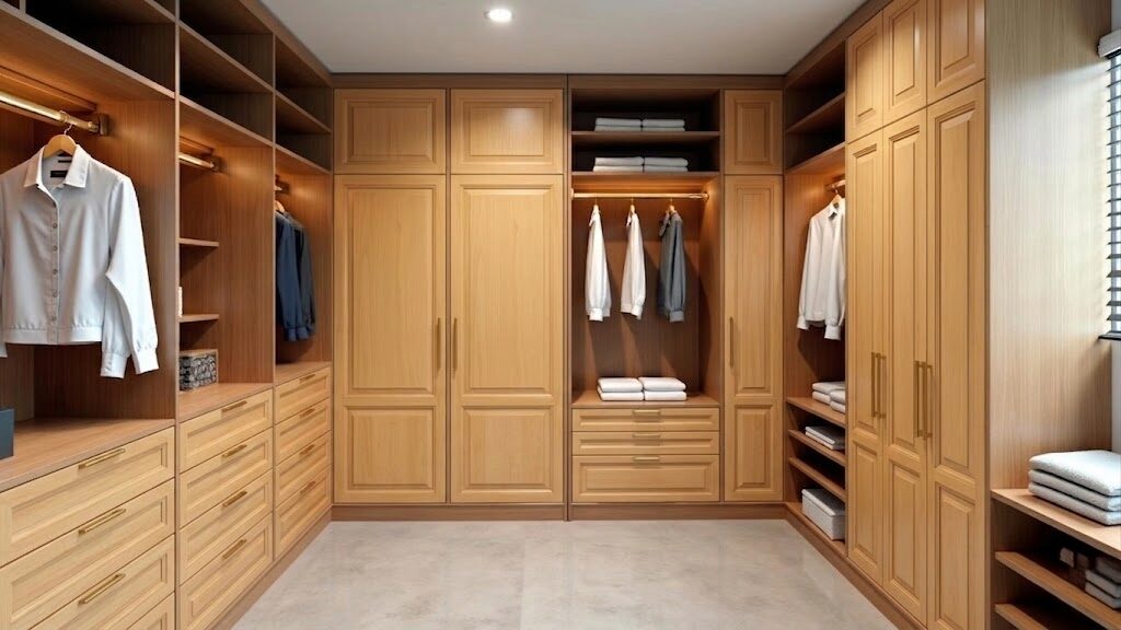 Raised panel closet doors in a classic interior design setting