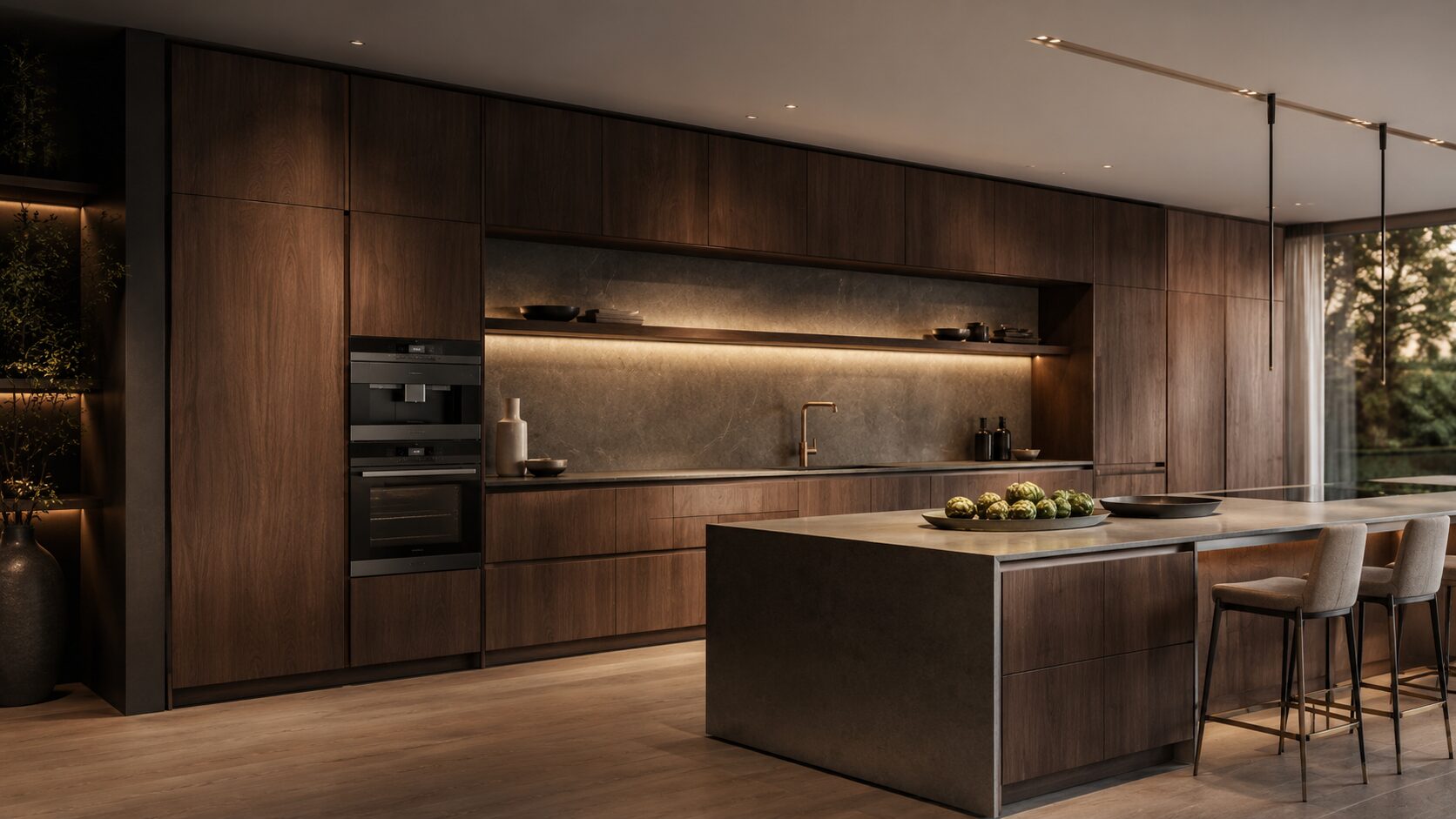 Quiet luxury kitchen with refined cabinetry and a calm, minimalist material palette