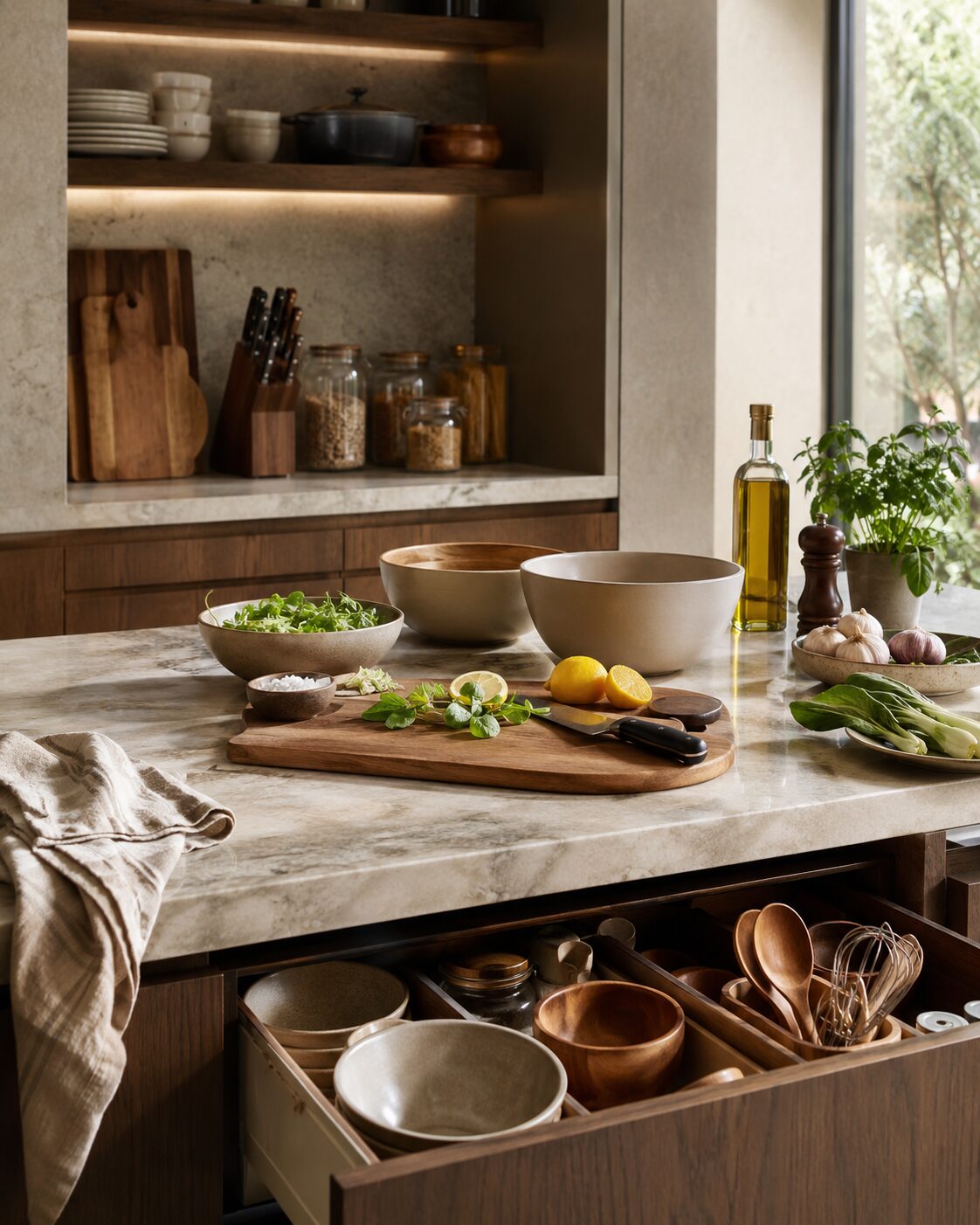 Kitchen preparation area designed for convenient everyday access