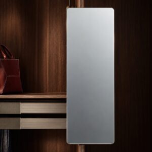 可以，這兩張我會這樣寫： 第一張完整正面場景圖： Alt text: Full-length rotating closet mirror integrated into a luxury dark wood wardrobe